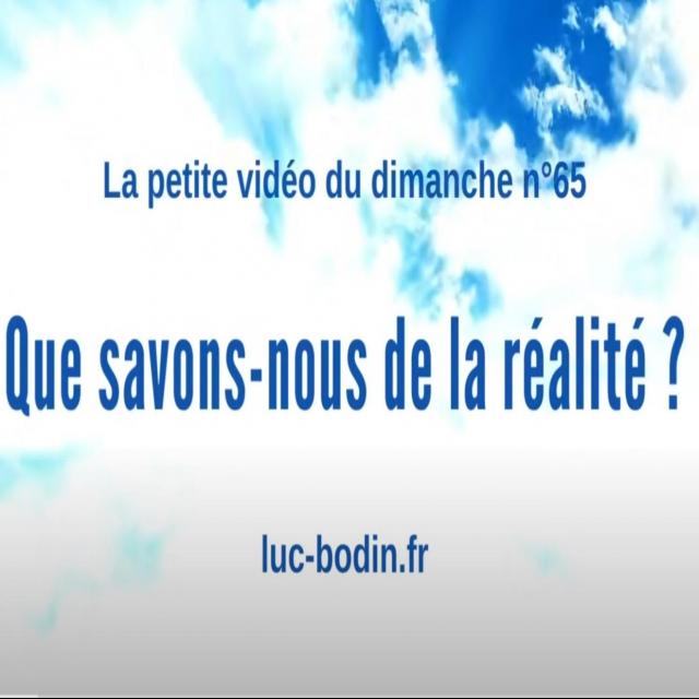 Luc Bodin QUE SAVONS-NOUS DE LA RÉALITÉ  La petite vidéo du dimanche n°65